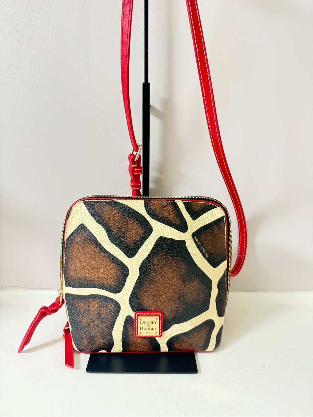 Dooney & Bourke Giraffe-Print Crossbody with Red Trim